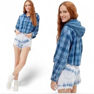 American Eagle Outfitters Blue Plaid Hoodie